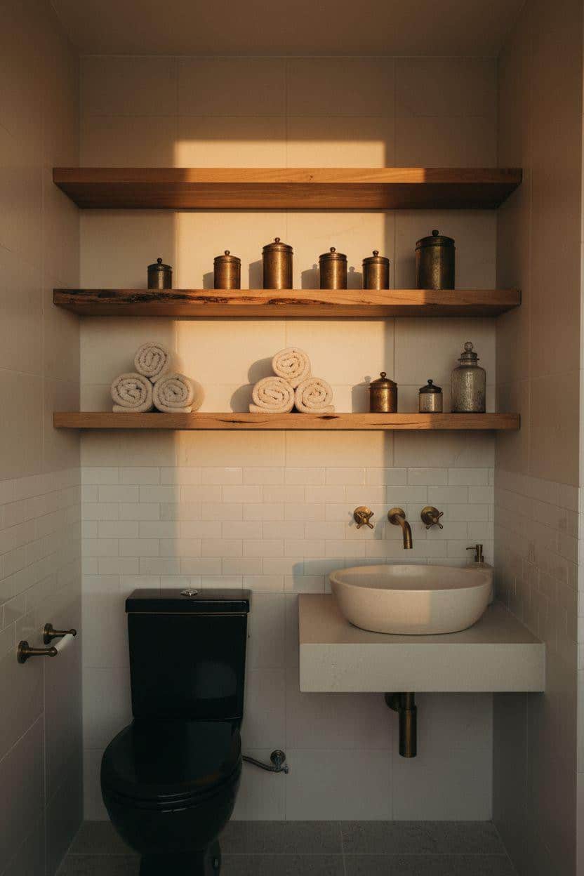 Bathroom Shelf Ideas - compact bathroom shelves