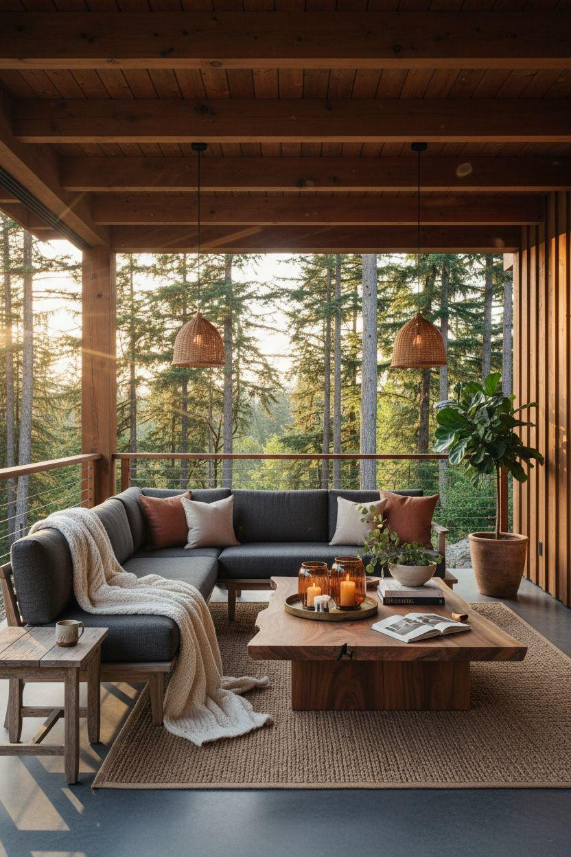 Covered Patio Ideas - timber frame with walnut accents