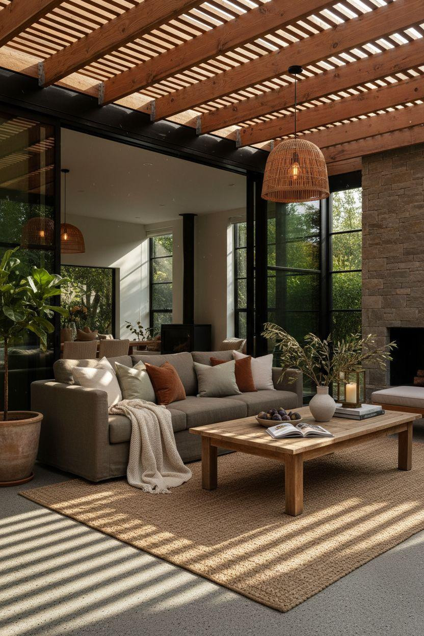 Covered Patio Ideas - contemporary with glass door connection
