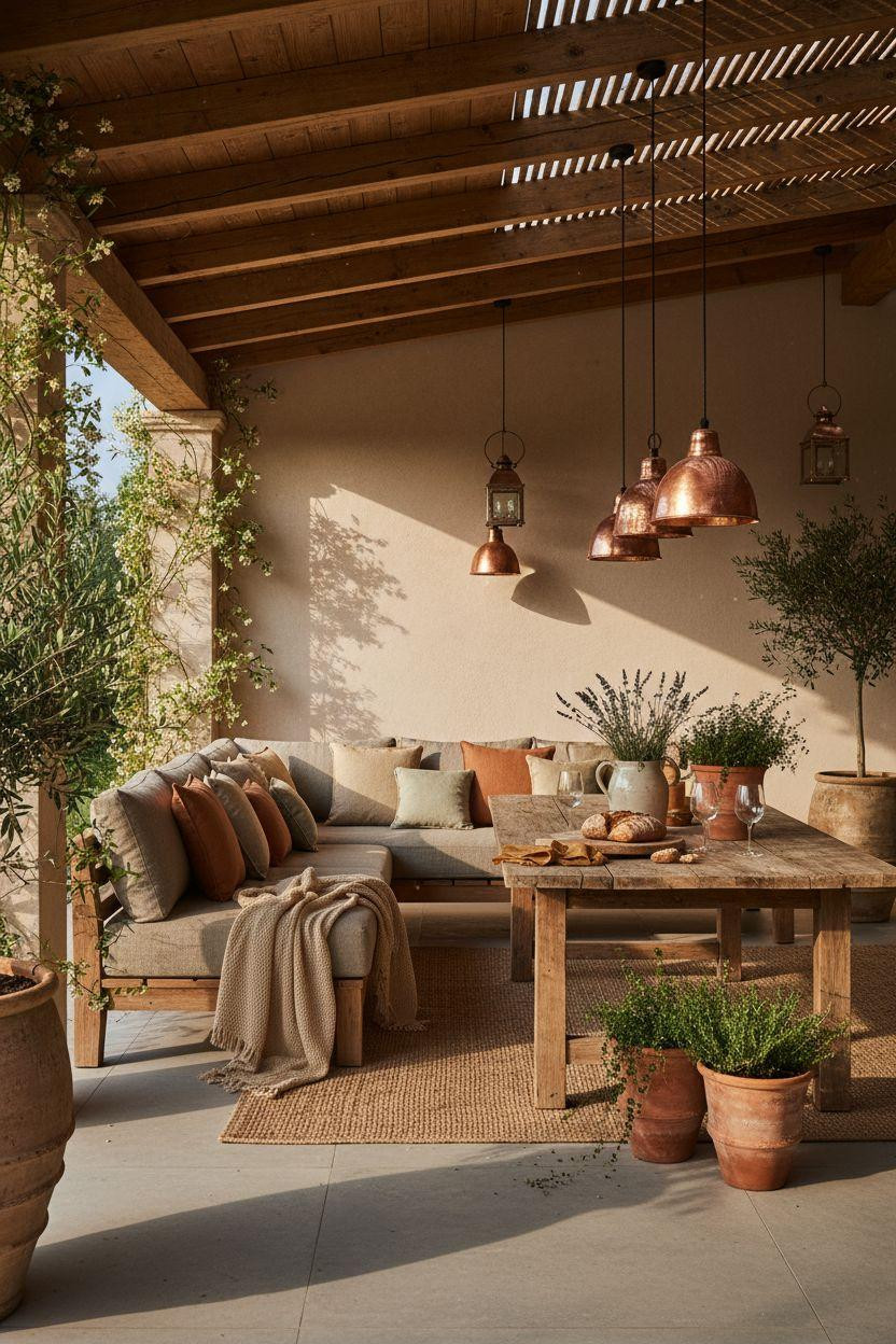 Covered Patio Ideas - Mediterranean with climbing vines