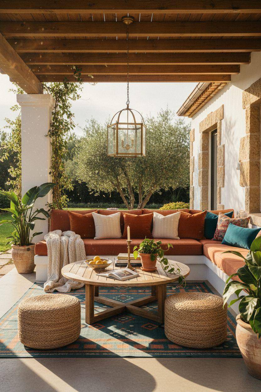 Covered Patio Ideas - vibrant Mediterranean with color pops