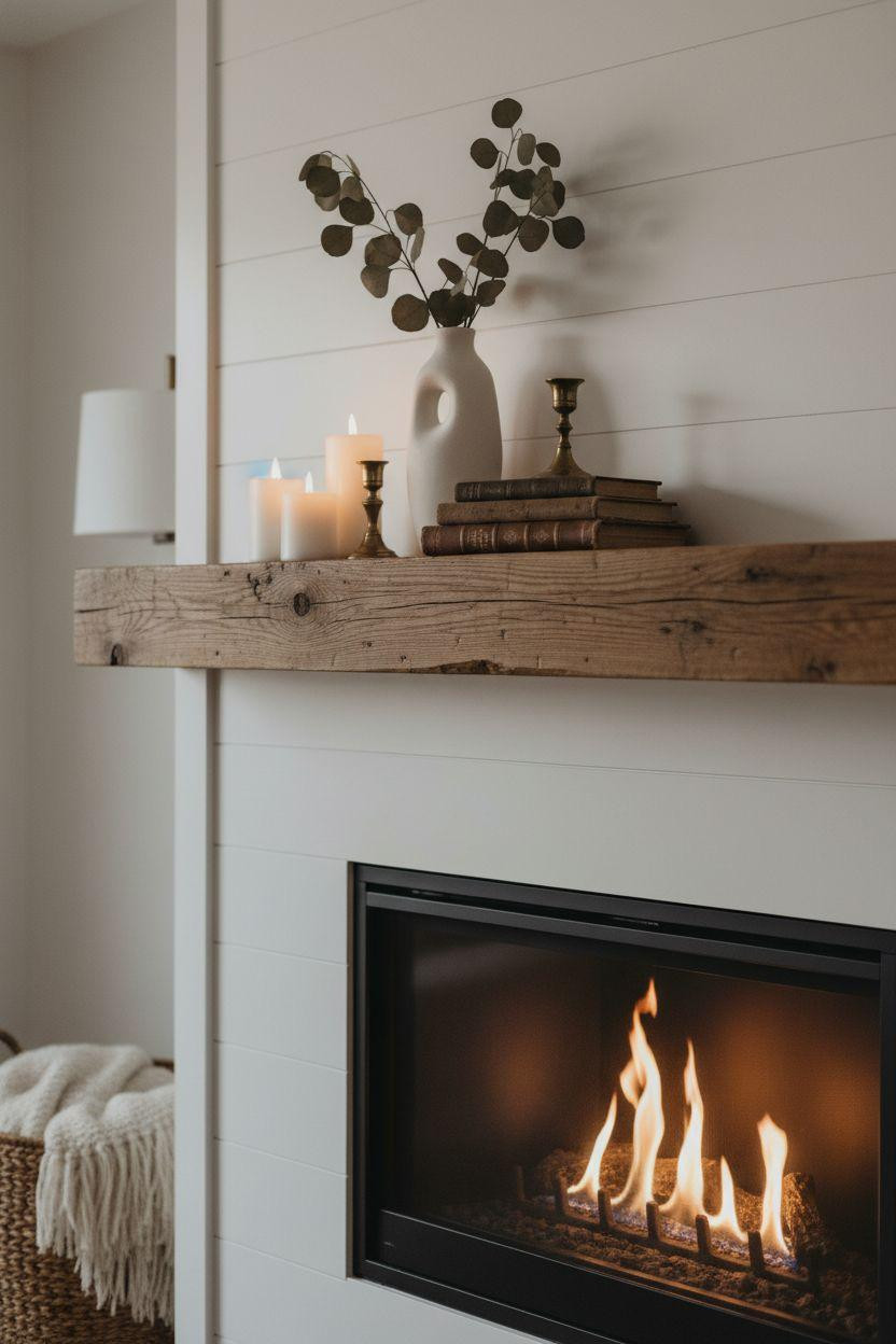 Fireplace Ideas - white mantel with candles