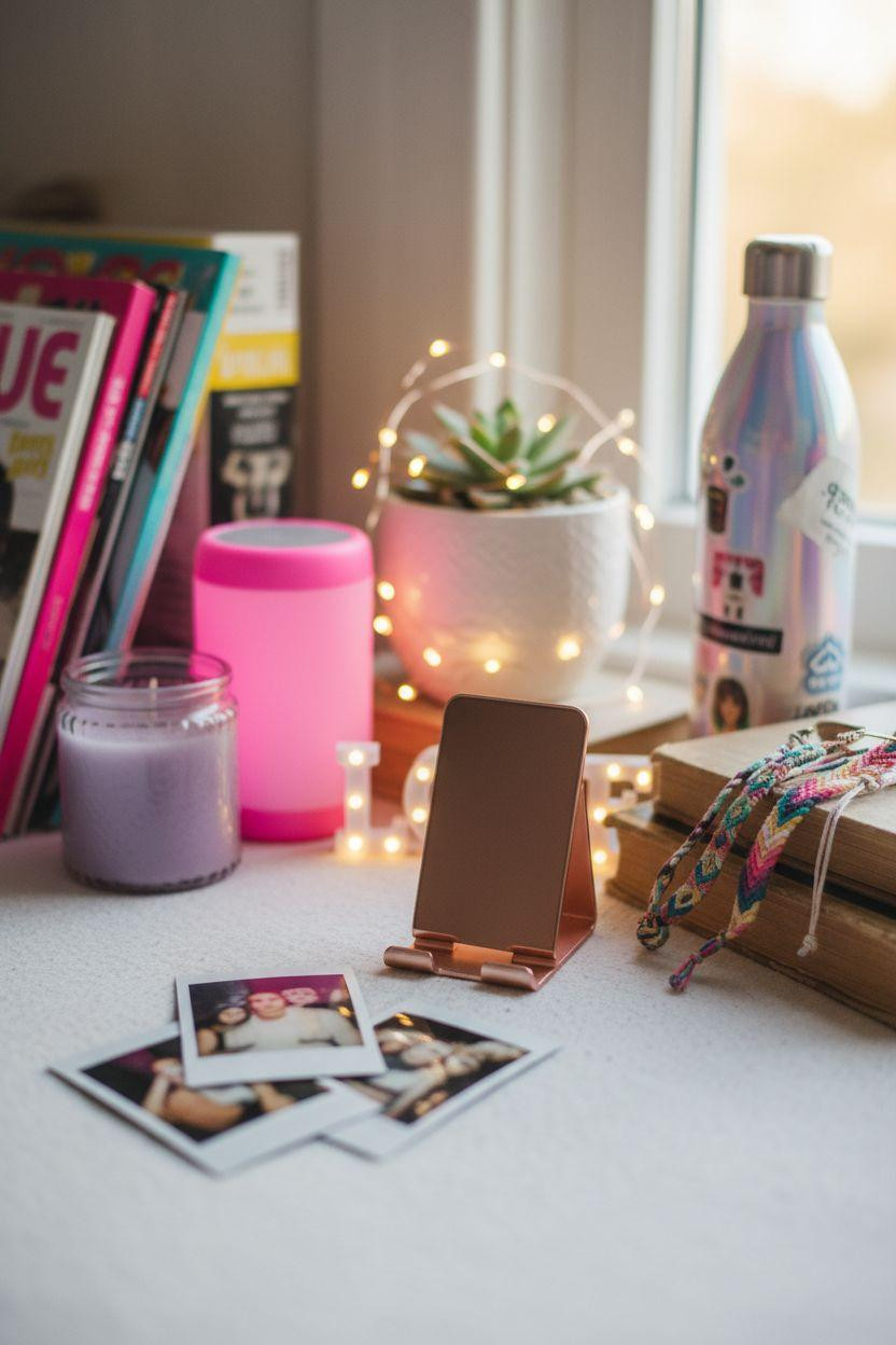 Cozy Teen Bedroom Ideas - desk surface with colorful accessories