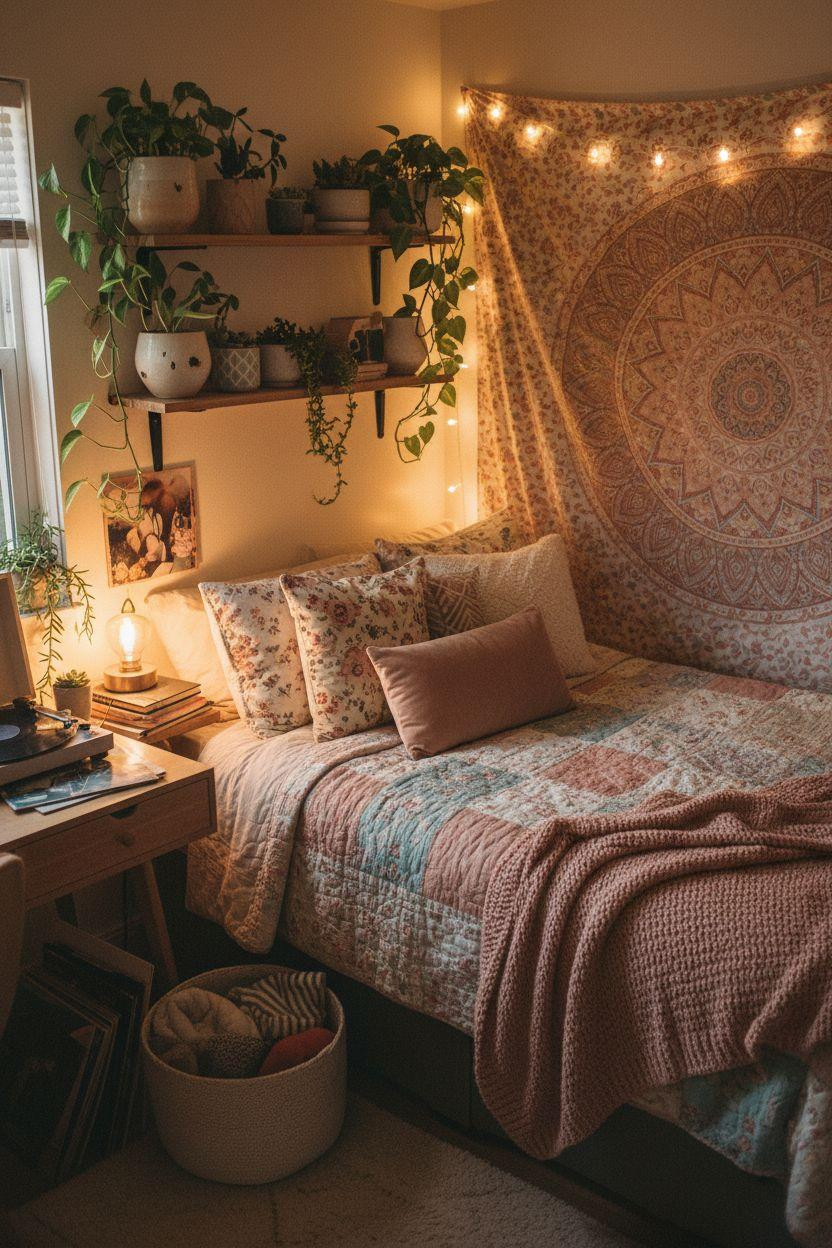 Cozy Teen Bedroom Ideas - bedroom with mixed patterns and textures