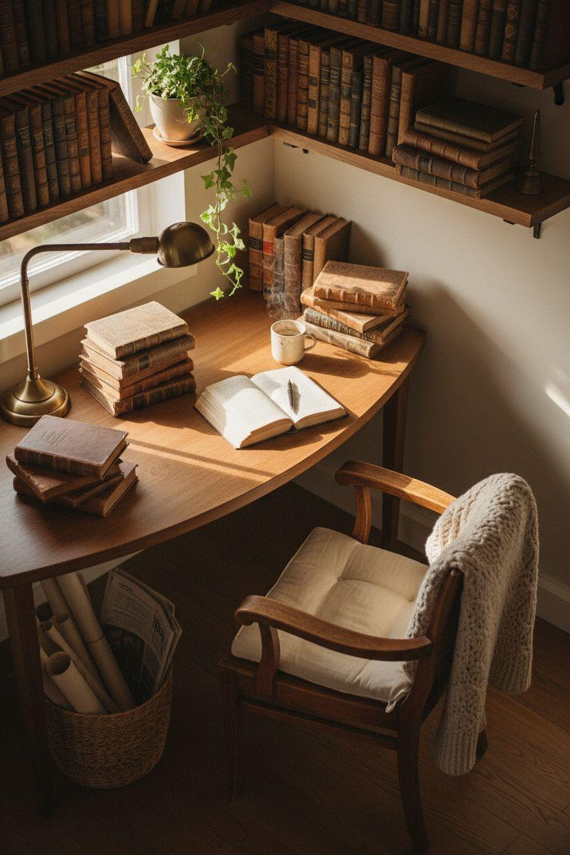 Small Home Library Ideas - vintage workspace library nook