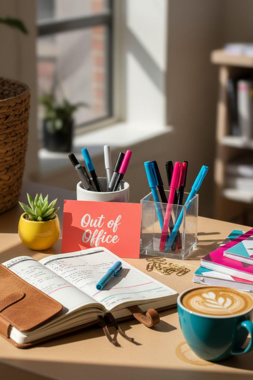 Desk job aesthetic - colorful out of office setup