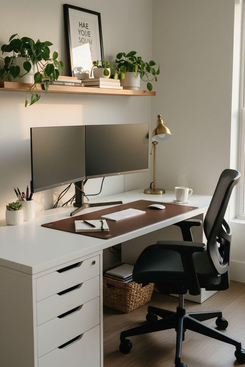 Desk job aesthetic - dual monitor home office