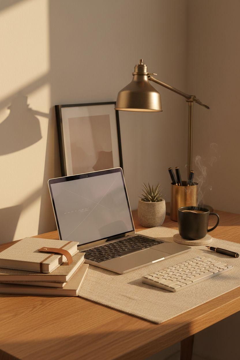 Desk job aesthetic - textured workspace closeup