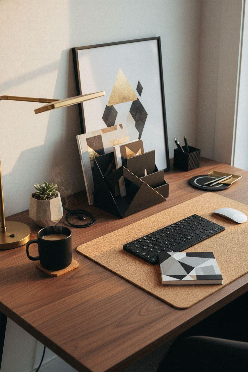 Desk job aesthetic - geometric office desk organizer