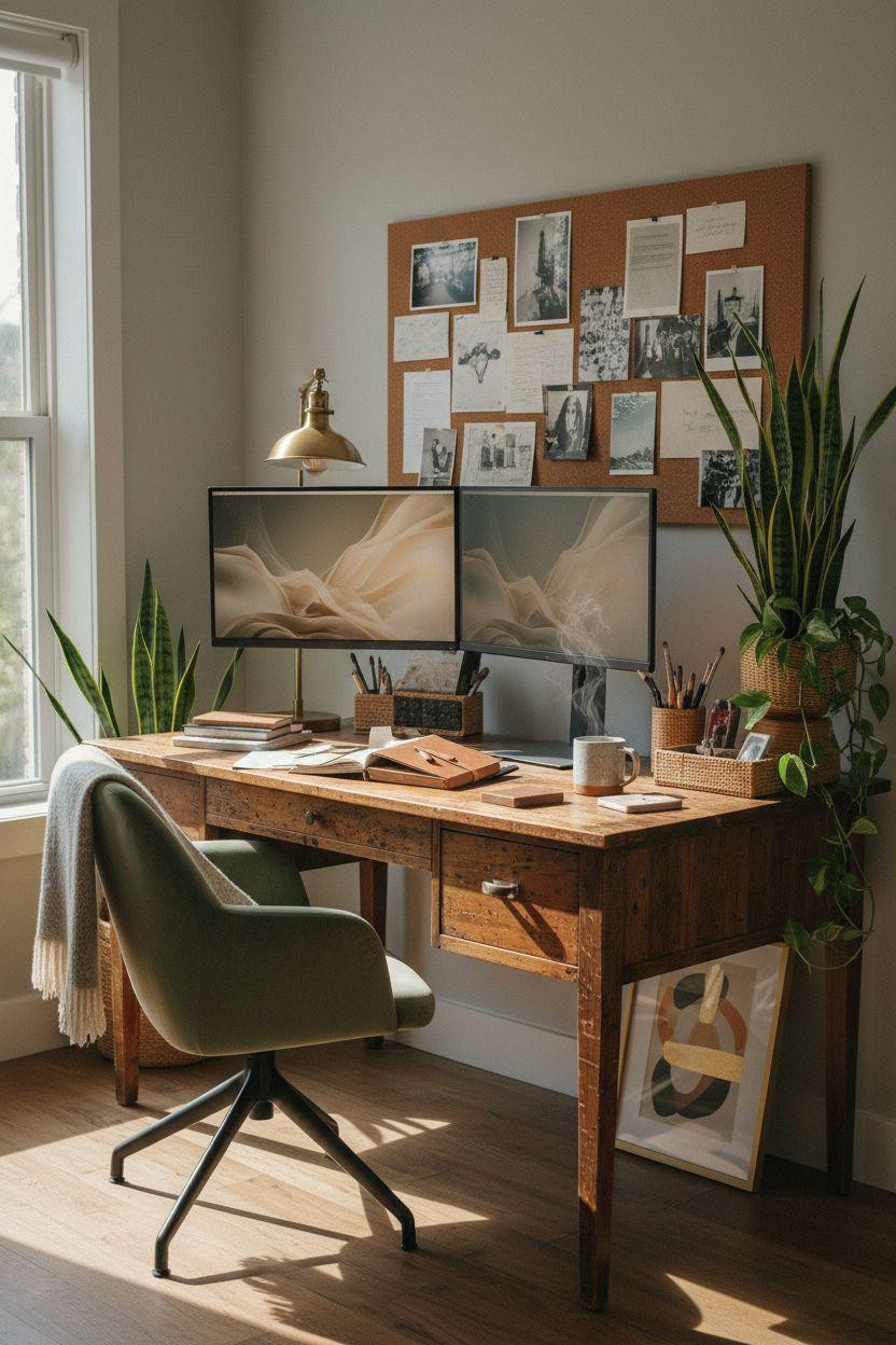 Desk job aesthetic - vintage desk with modern touches
