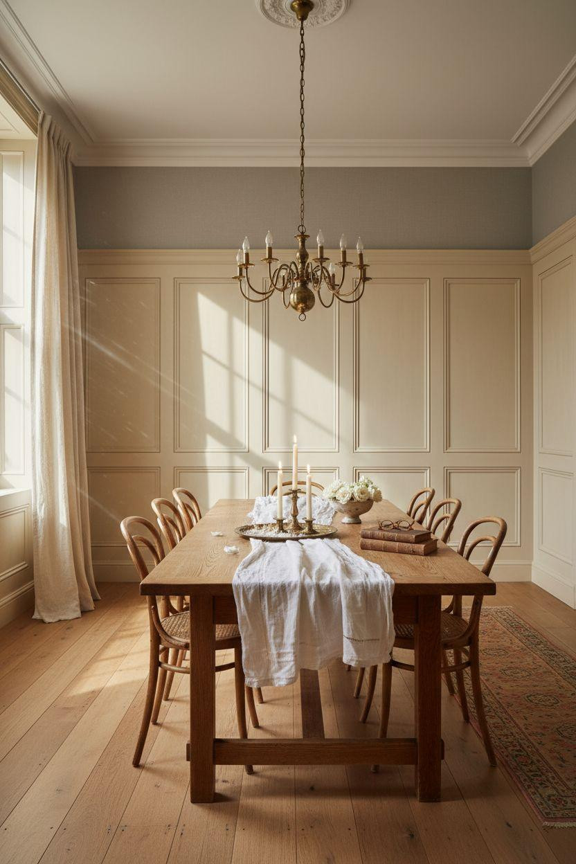 Wainscoting dining room with classic raised panels