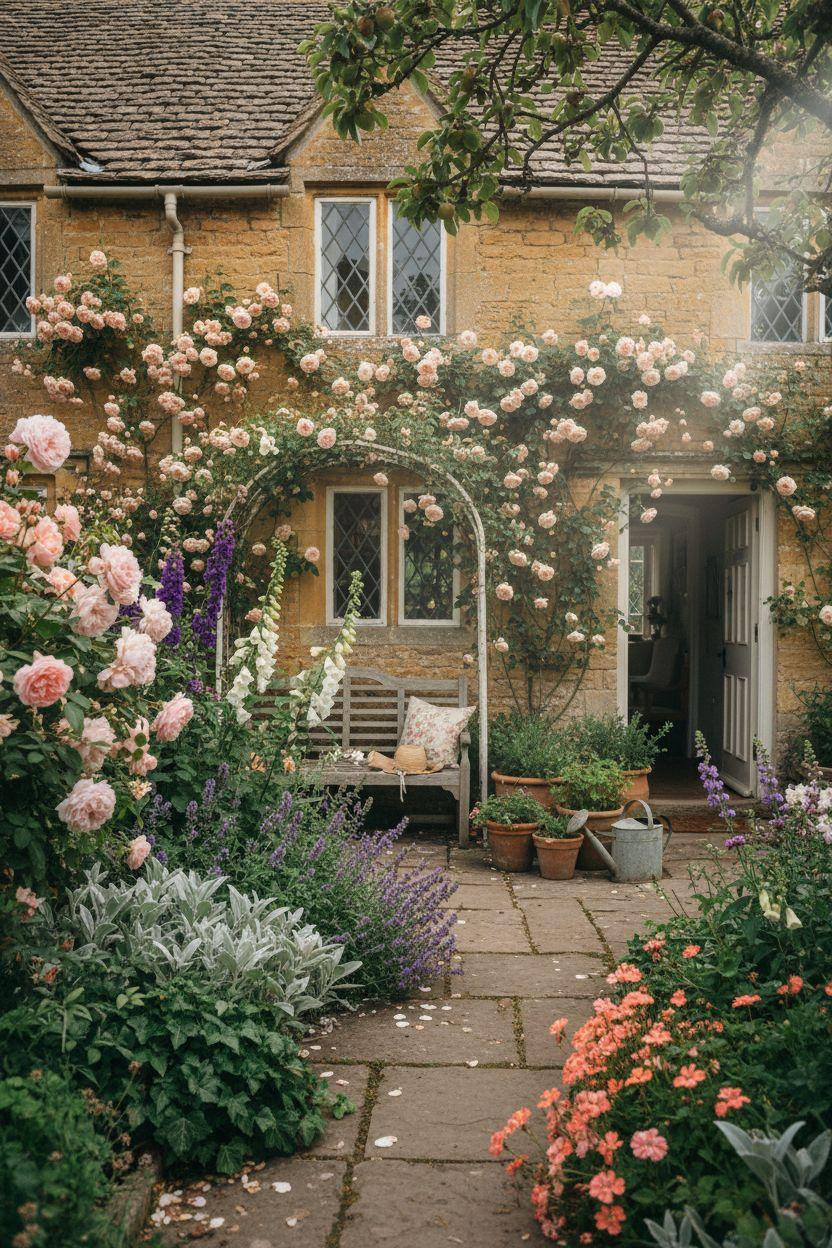 Cottage Garden small space with abundant plantings