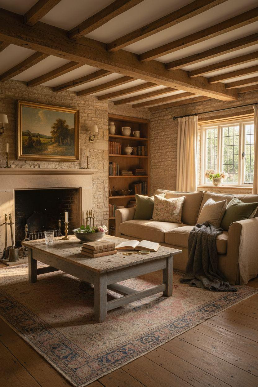 English Cottage Style modern cottage with whitewashed walls