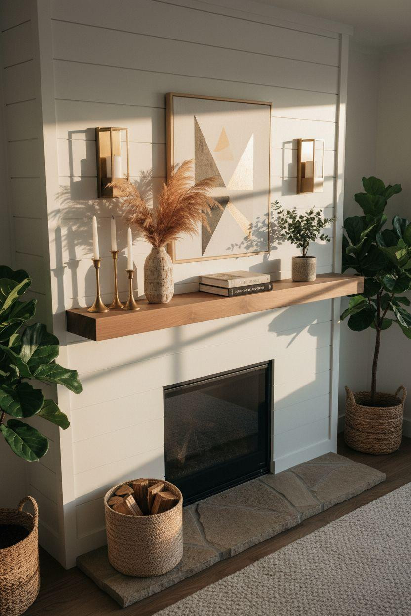 Fireplace Mantle Decor Ideas - modern layered mantle styling