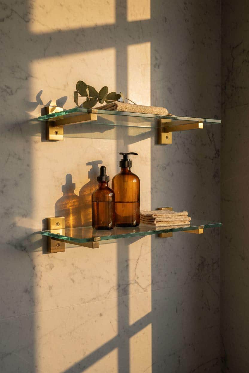 Bathroom Shelf Ideas - glass bathroom shelf