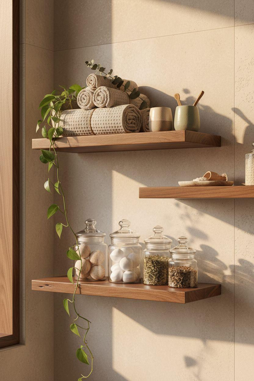 Bathroom Shelf Ideas - spa bathroom shelving