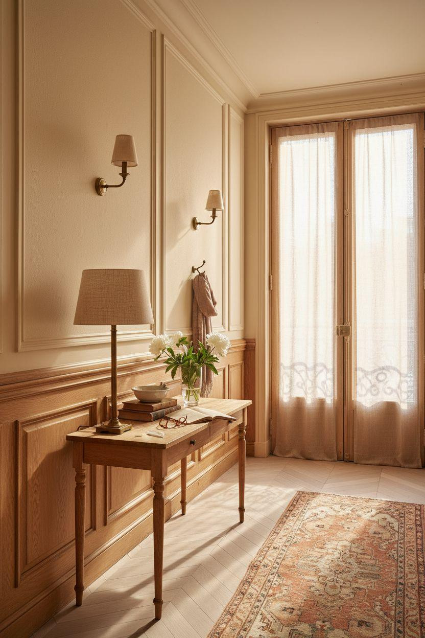 wainscoting styles - parisian apartment with oak panels