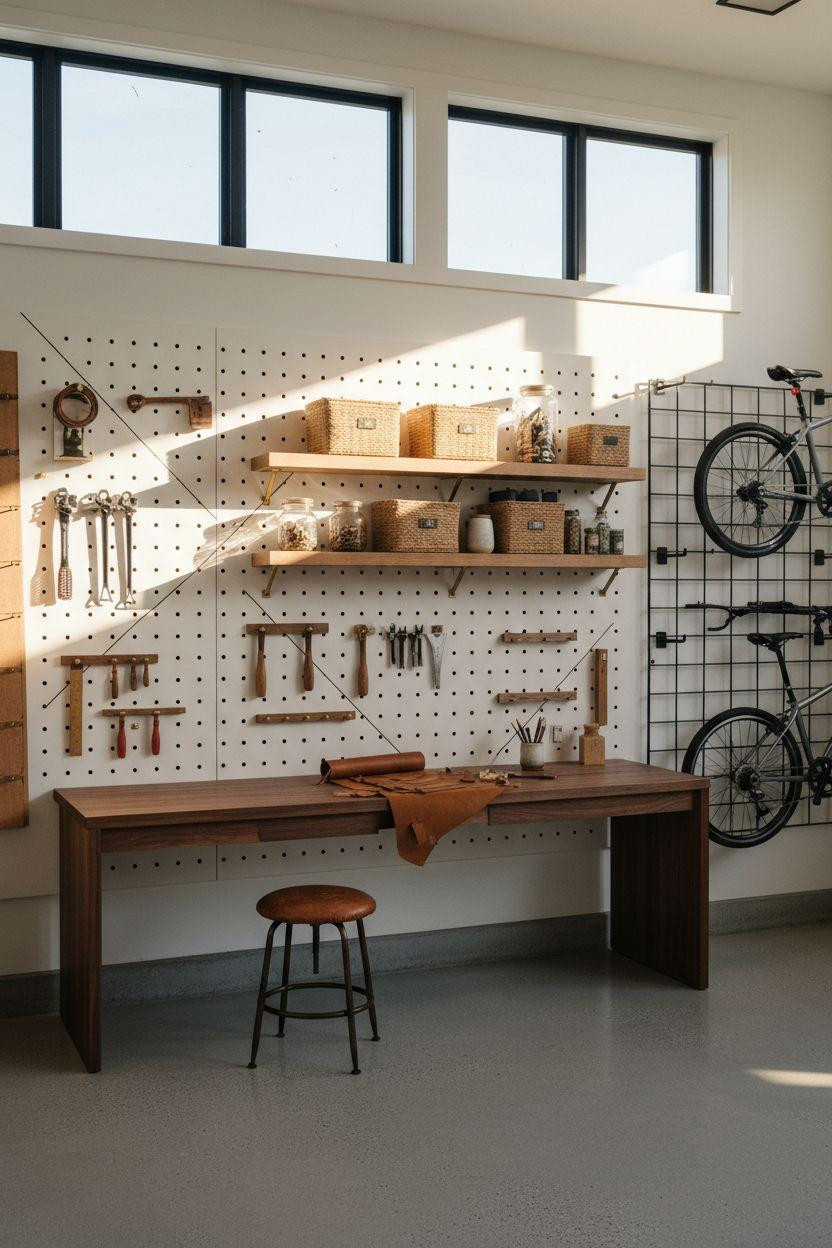 Garage Storage Ideas maximizing natural light and open shelving