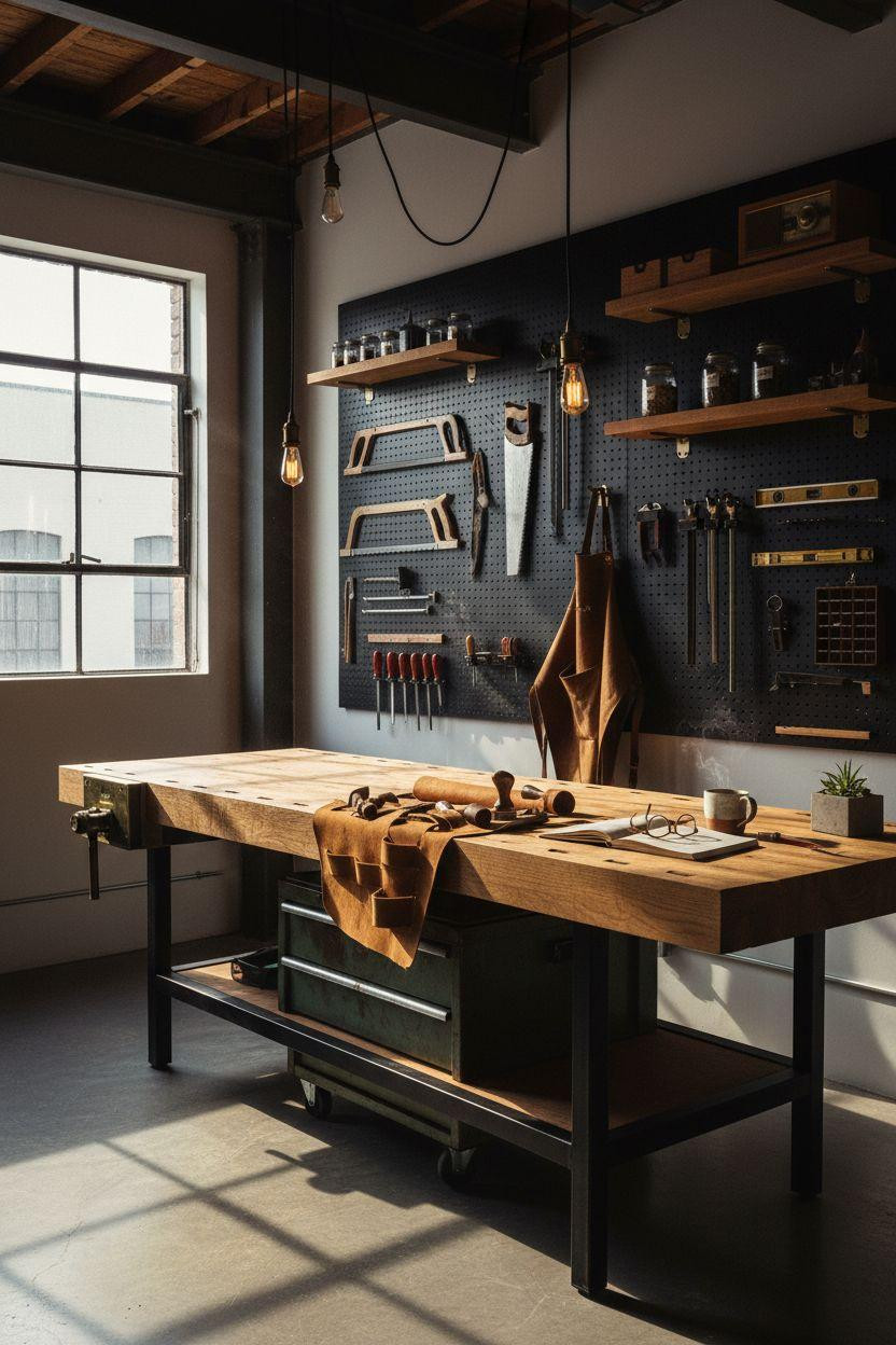 Garage Workshop Layout showing full workspace