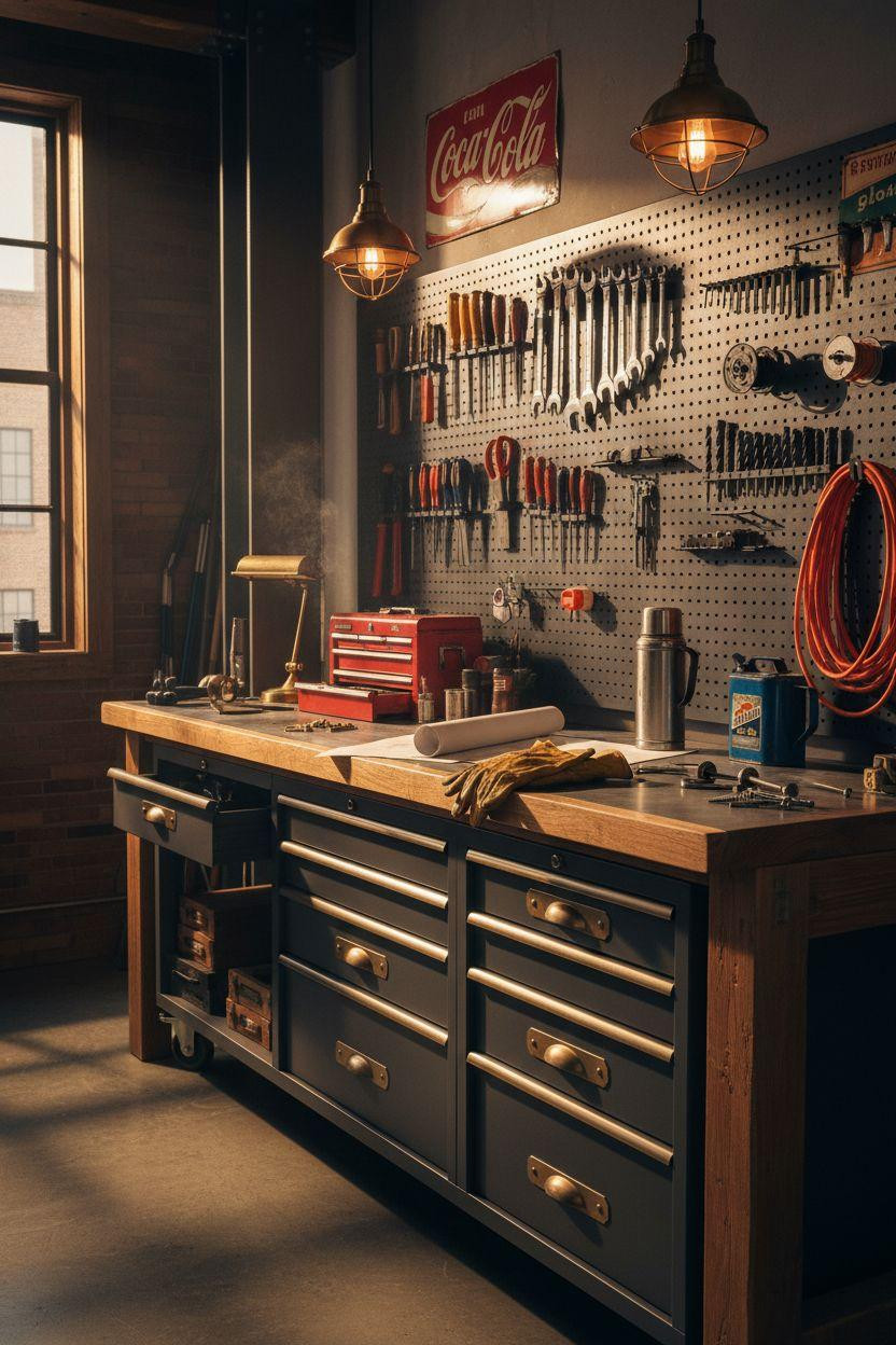 Garage Workshop Layout showing workspace depth