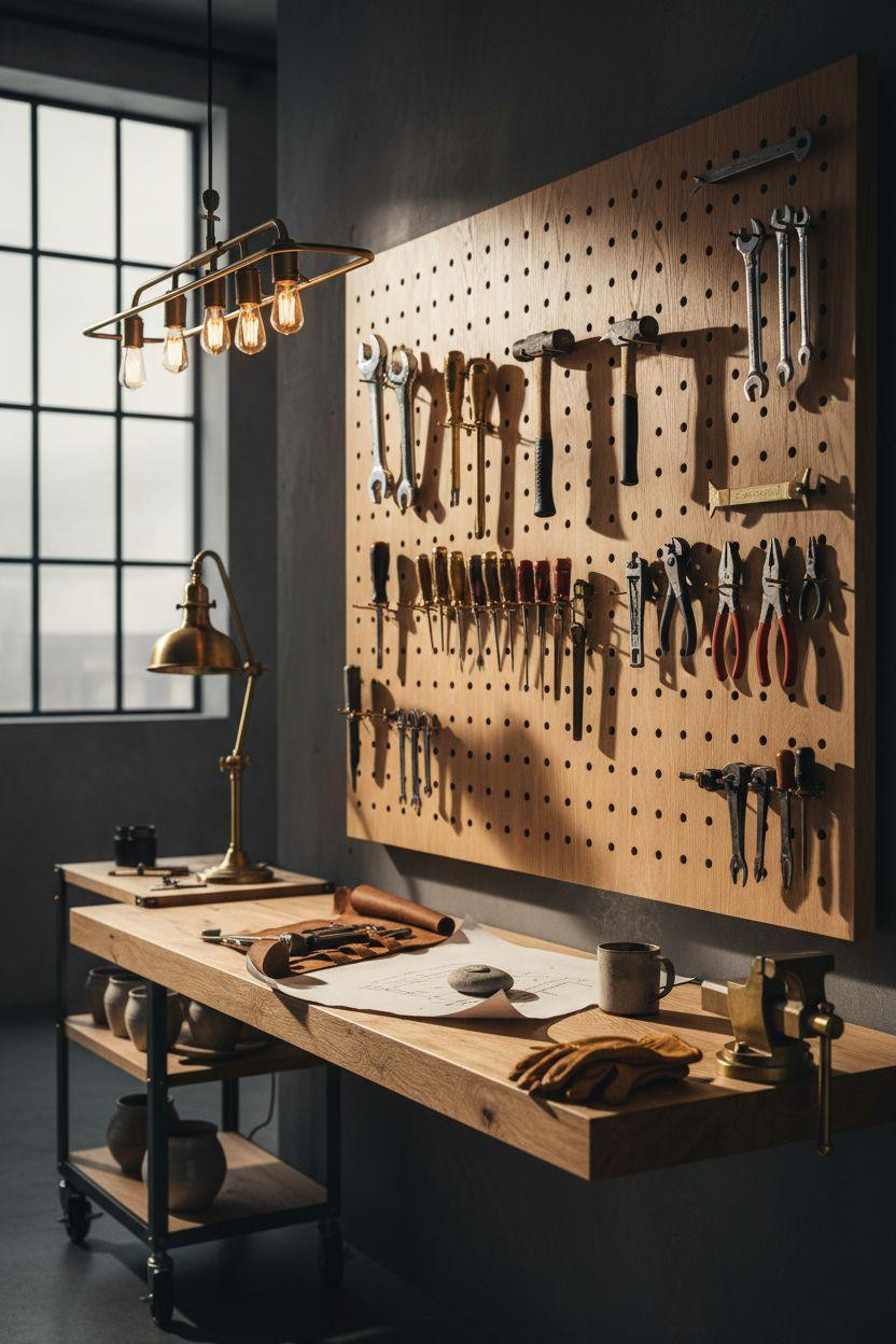 Garage Workshop Layout featuring Scandinavian design