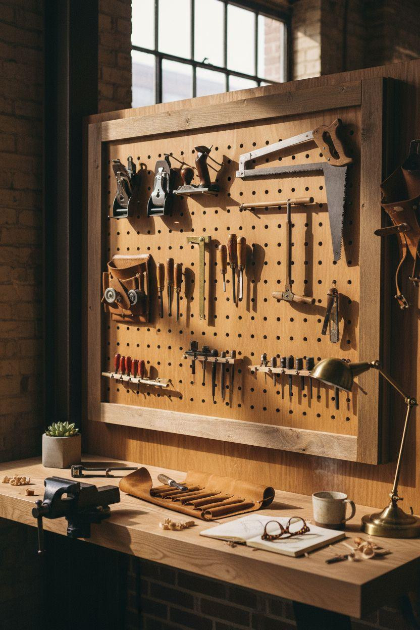 Garage Workshop Layout close-up of tool organization