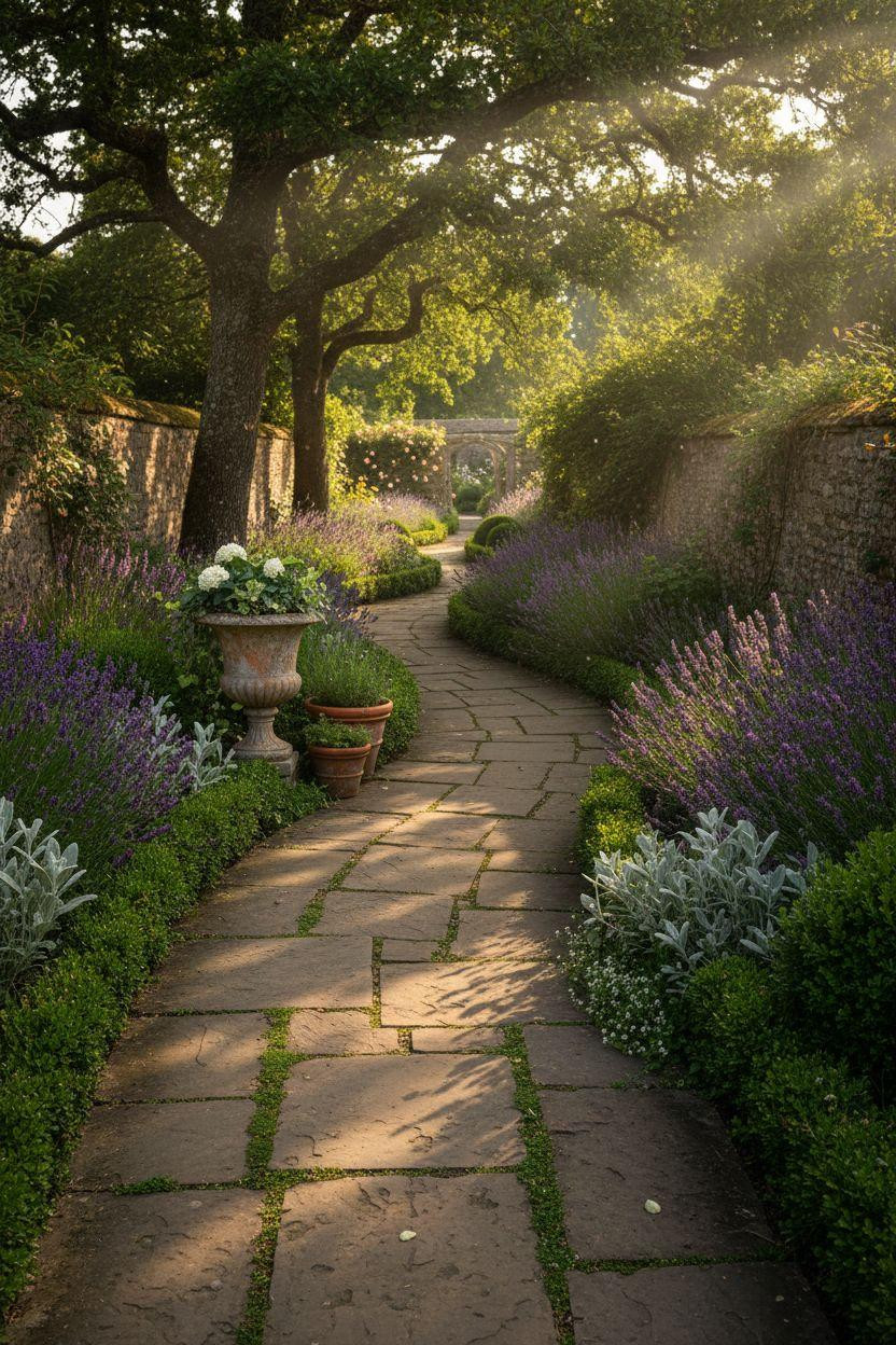 Garden Walkway with formal garden elements