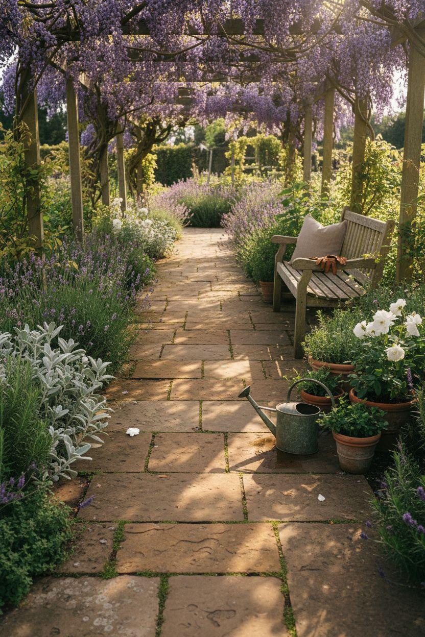 Garden Walkway under mature wisteria