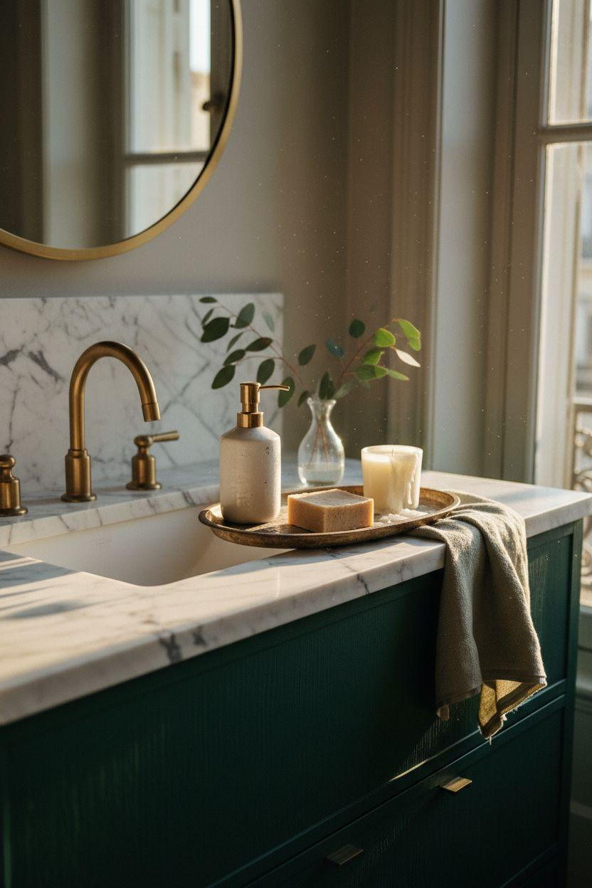 Green Bathroom Vanity with artisan craftsmanship