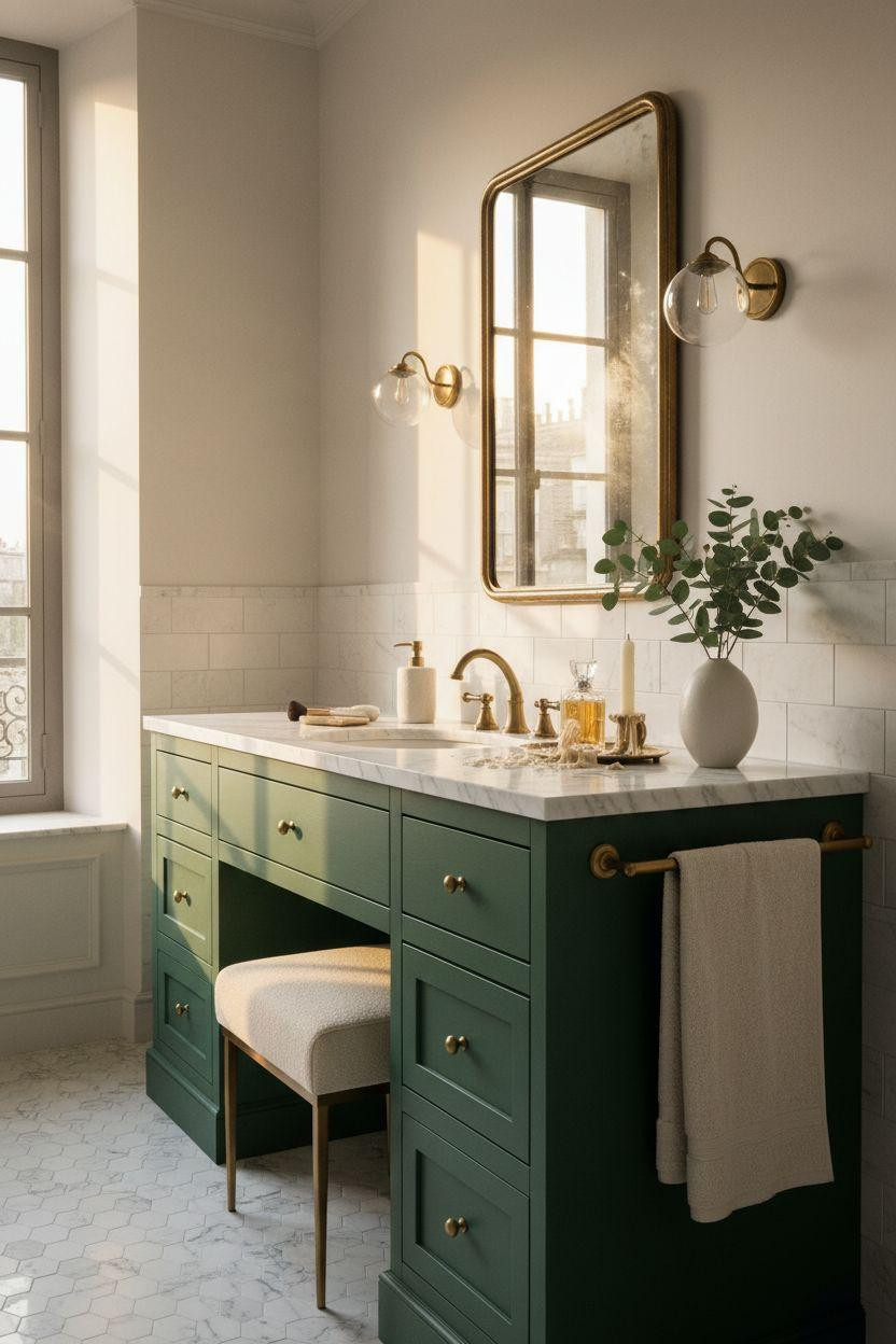 Green Bathroom Vanity with Parisian elegance