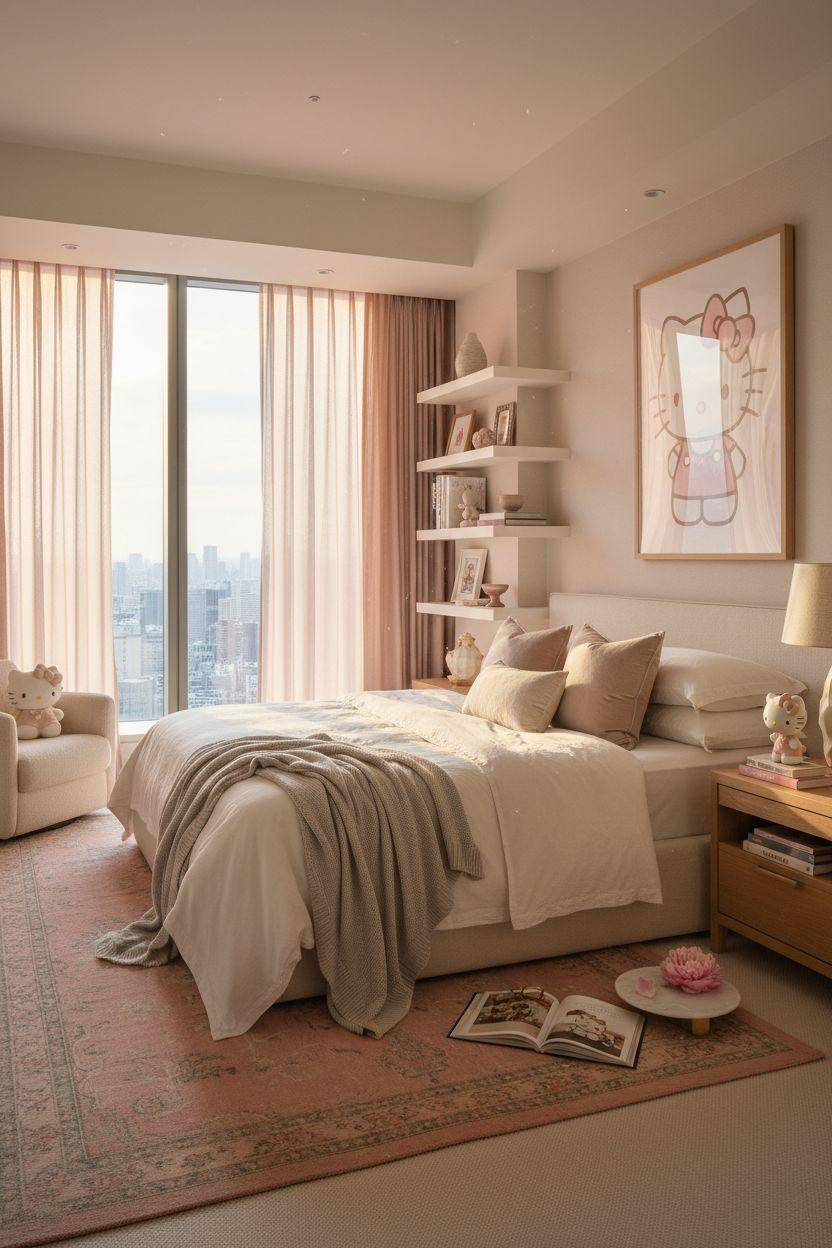 Hello Kitty Room - sophisticated neutral bedroom with cream tones and luxury finishes