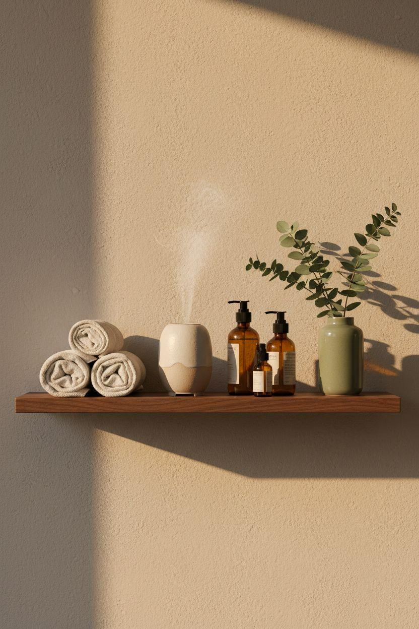 Bathroom Shelf Ideas - spa shelf styling