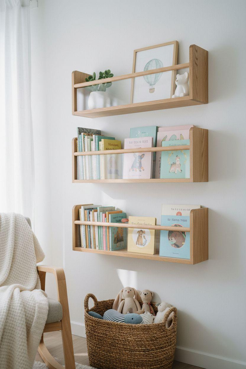 Nursery Bookshelf with clear acrylic and oak frames