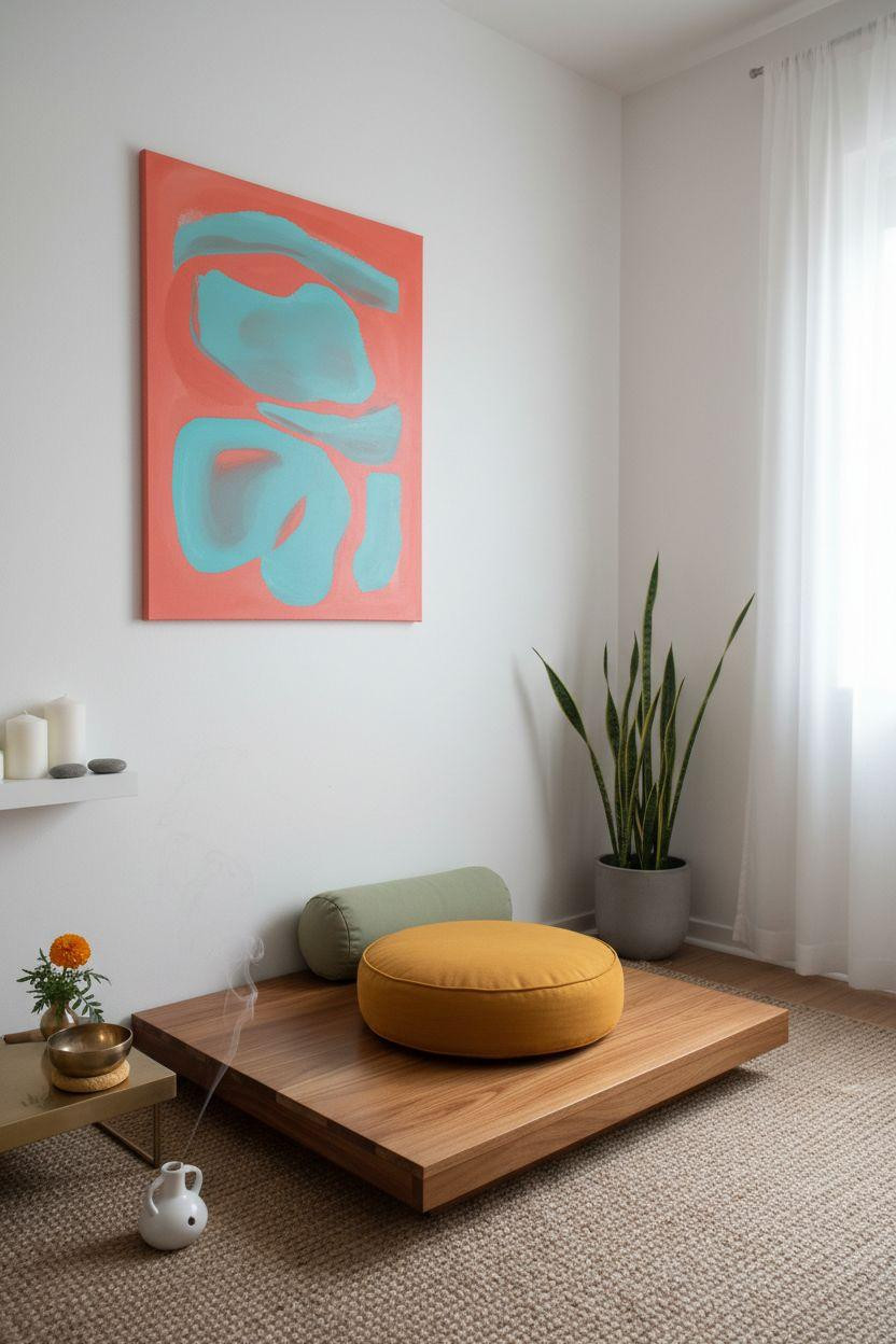 Spiritual Room Meditation Space Ideas - minimalist spiritual room with color