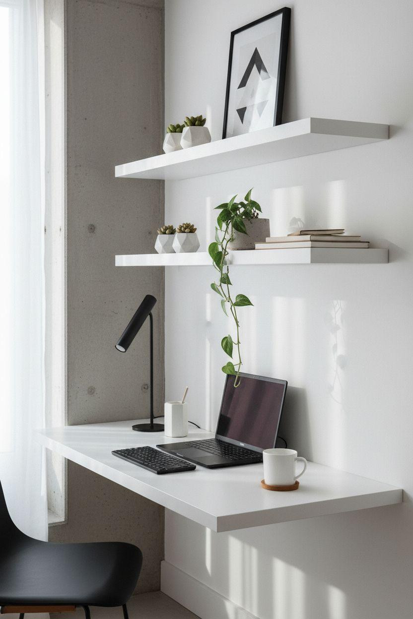 Work From Home Set Up Minimalist - geometric styling with plants