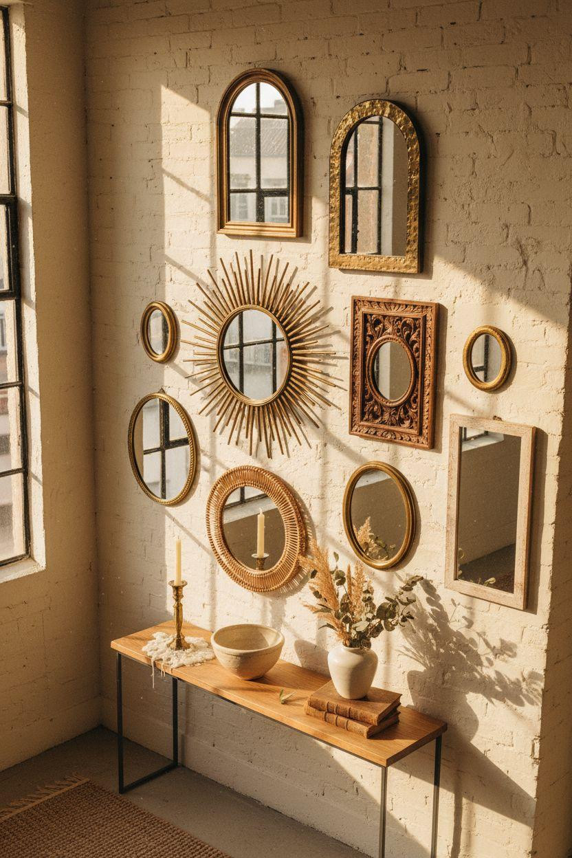 Mirror Wall Decor - artisan mirror gallery in Milanese loft