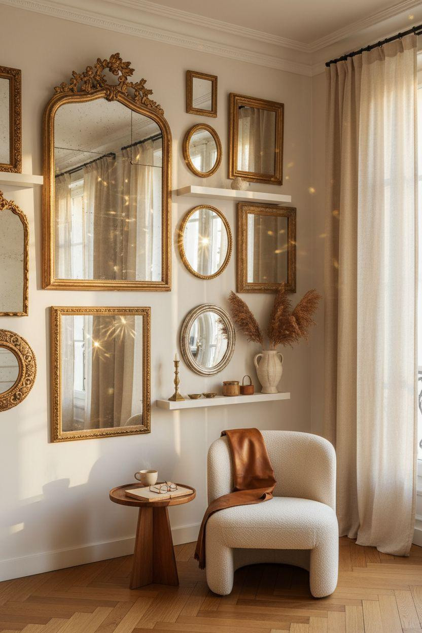 Mirror Wall Decor - antique mirror gallery in Parisian apartment