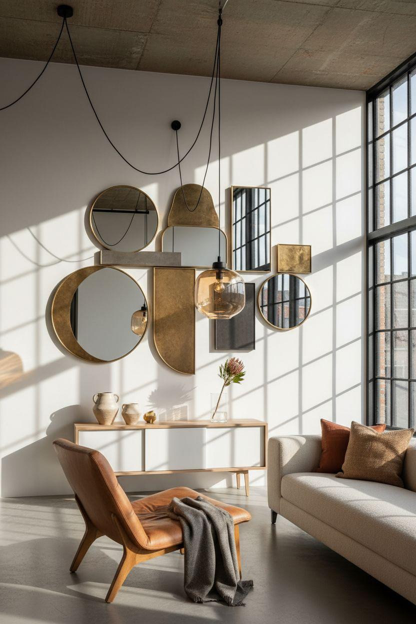 Mirror Wall Decor - contemporary mirrors in Copenhagen loft