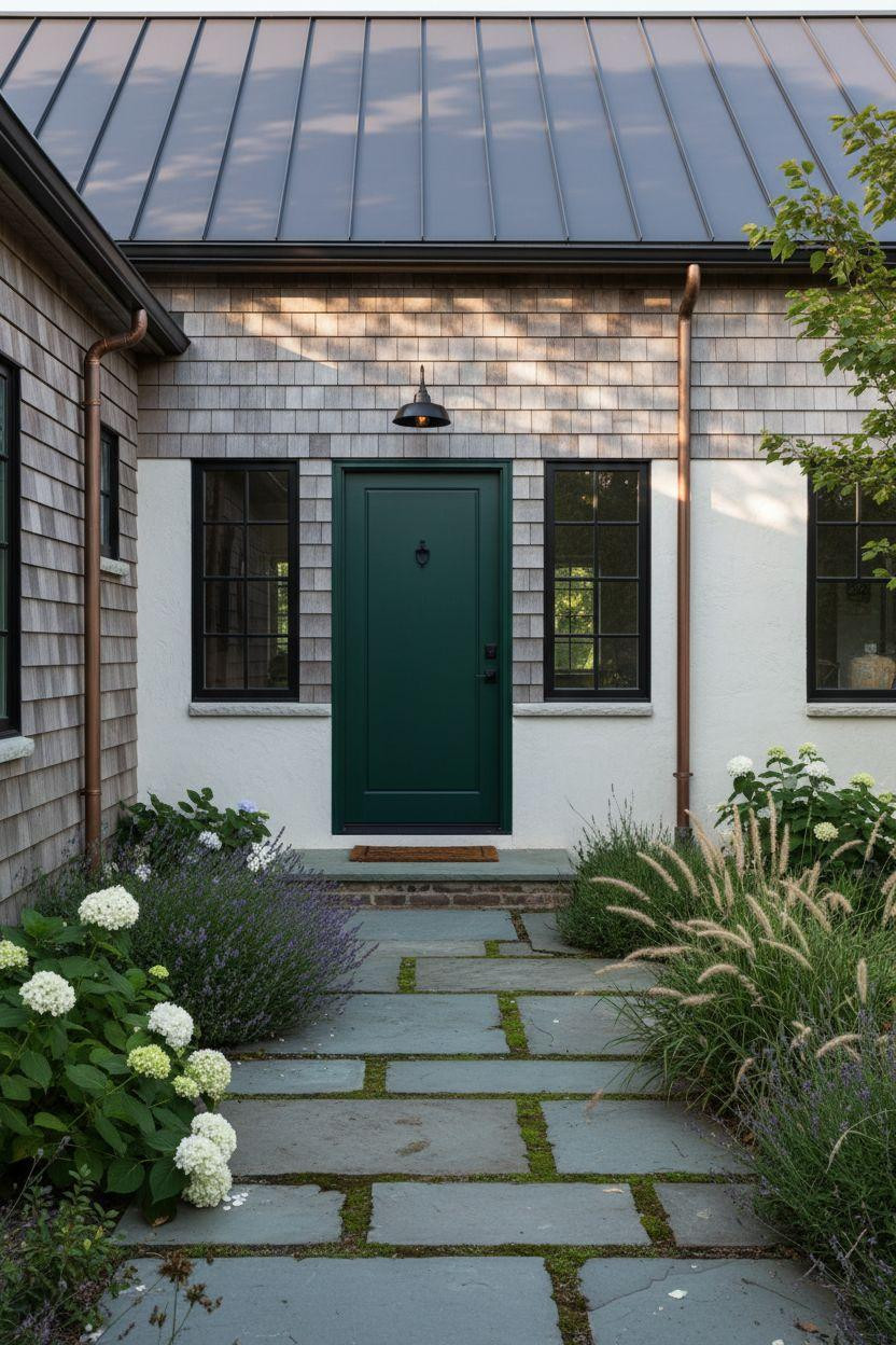 Modern Cottage Homes - coastal exterior with emerald door