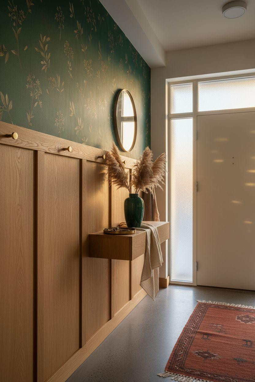 wainscoting styles - modern scandinavian entry with oak
