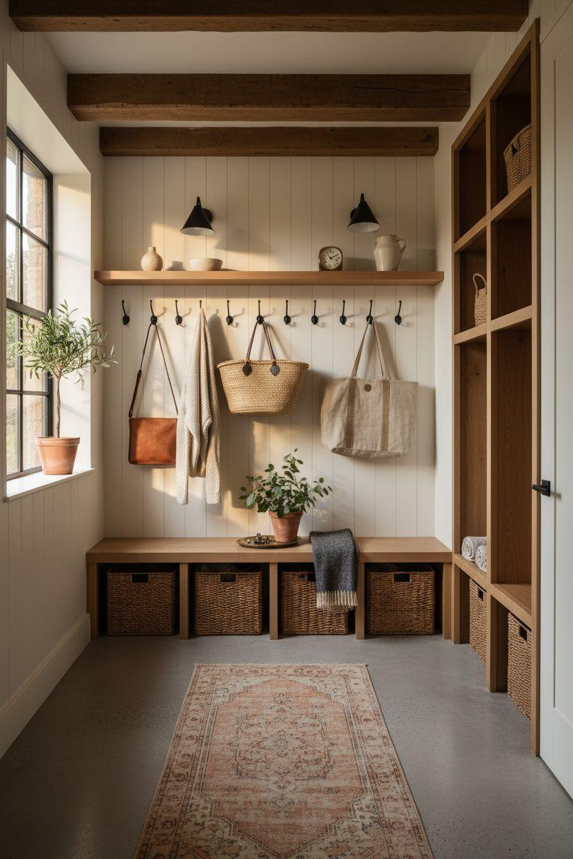 Mudroom Ideas Entryway with polished concrete and industrial details