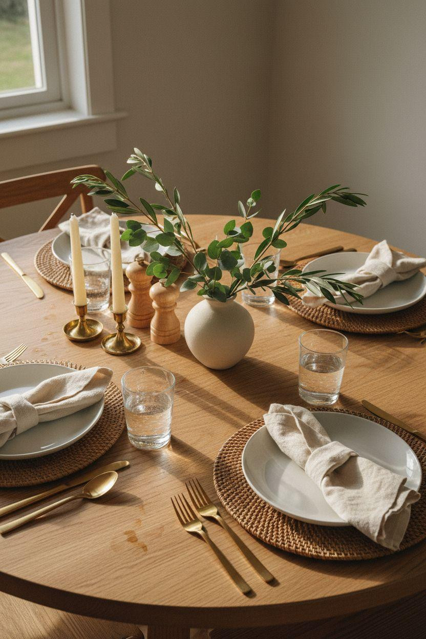 Dining room table centerpiece ideas for everyday neutral styling