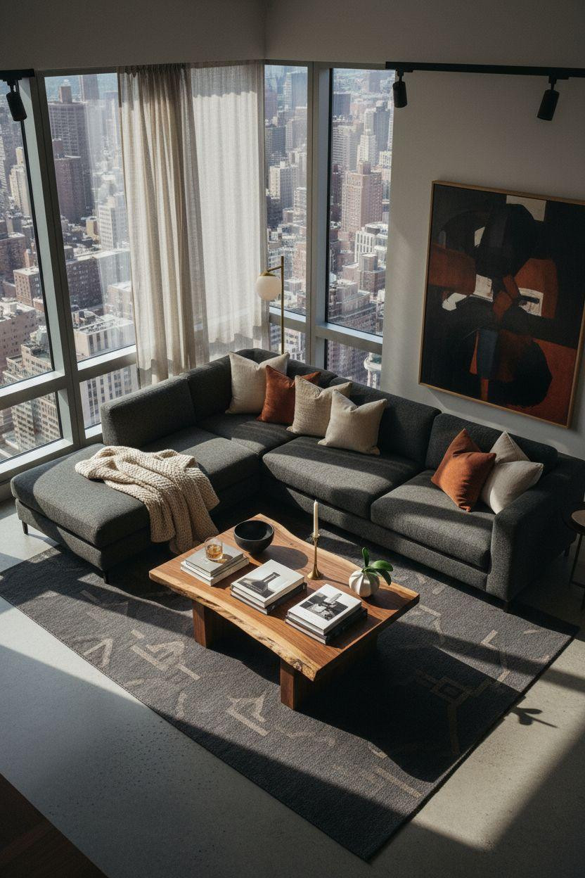 New York City Apartment - modern penthouse with polished concrete and metallic accents