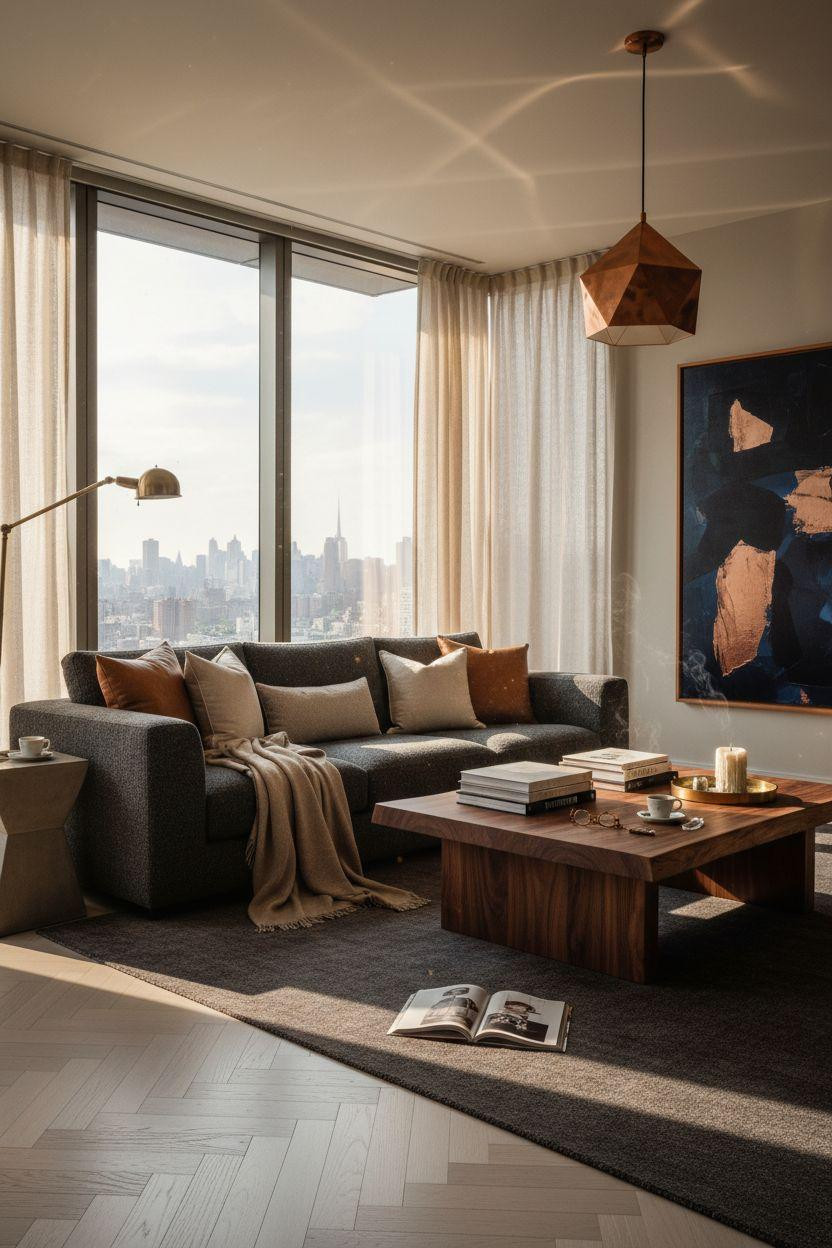 New York City Apartment - overhead shot showing metallic accents and rich textures