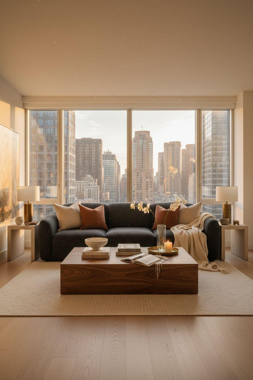 New York City Apartment - modern tower apartment at golden hour