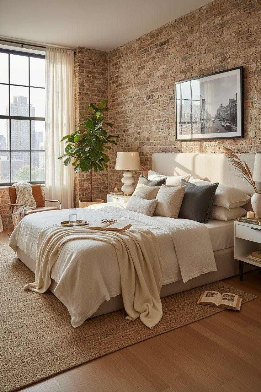 Nyc Bedroom Ideas - pre-war apartment bedroom with exposed brick walls