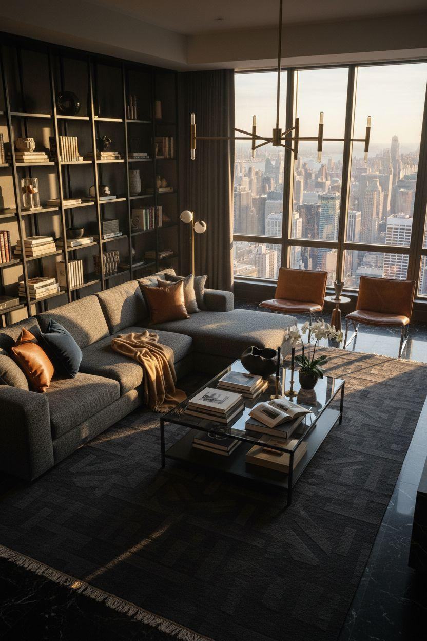 NYC penthouse luxury - sophisticated Manhattan living space from above