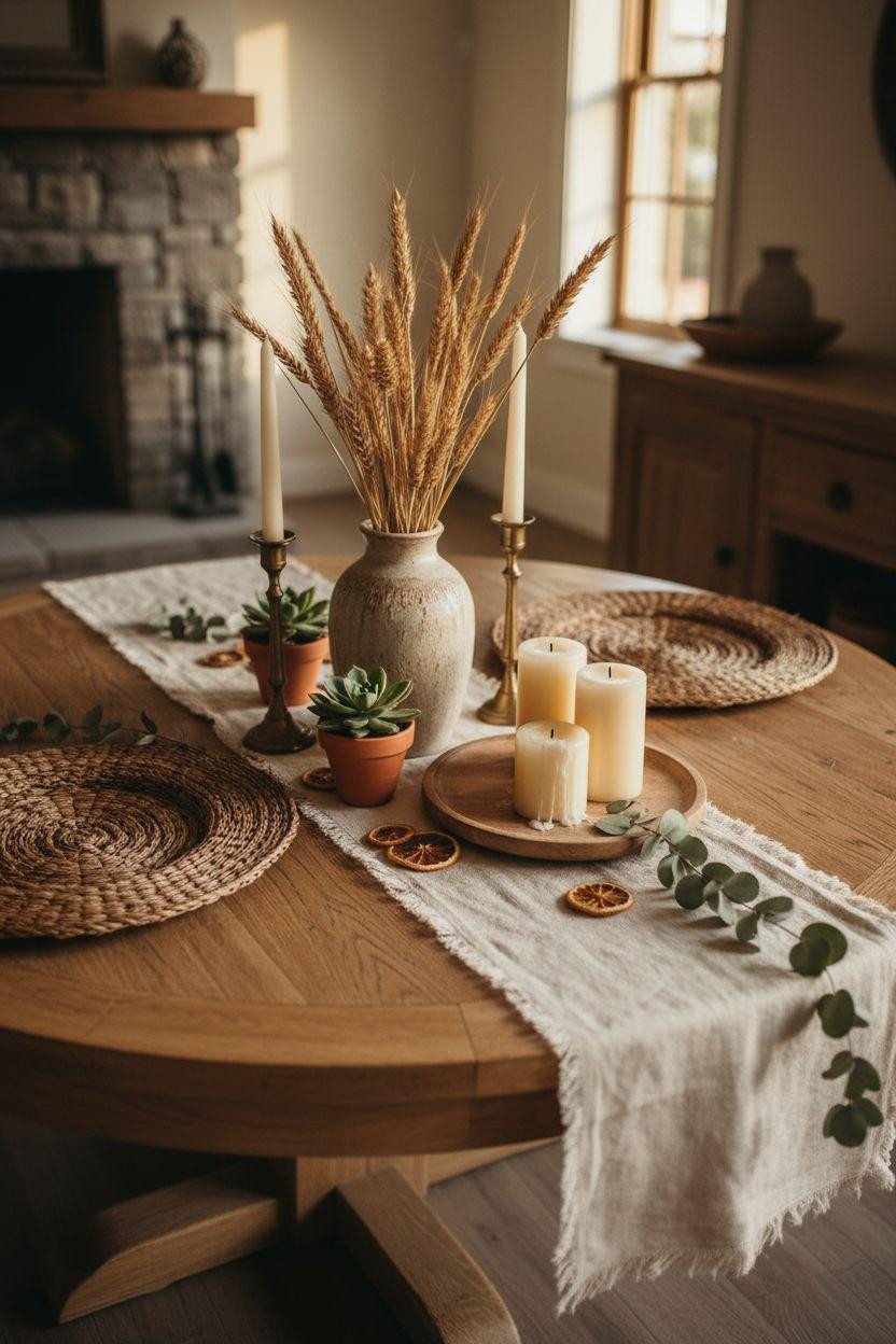 Dining room table centerpiece ideas for round tables with vertical drama