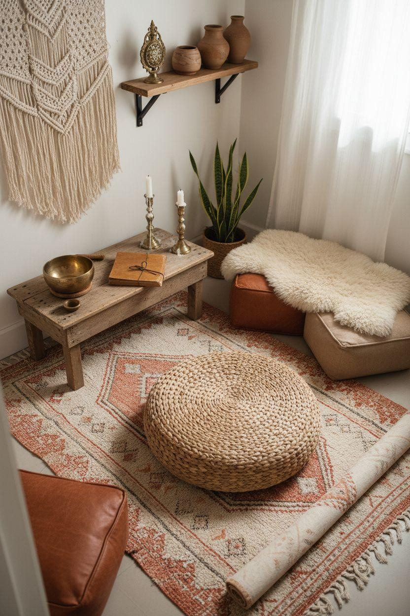 Spiritual Room Meditation Space Ideas - vintage bohemian meditation room