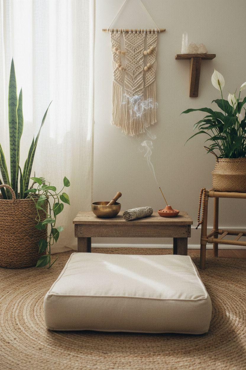 Spiritual Room Meditation Space Ideas - natural healing space with plants